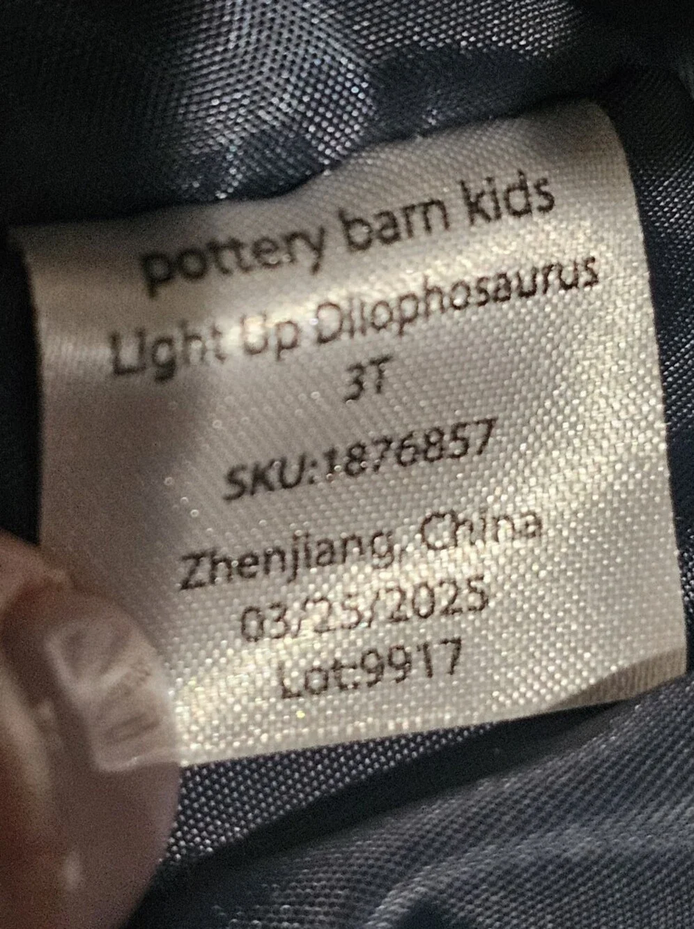 Pottery Barn Kids Dilophosaurus Light-Up Kids Costume. 3T NWT